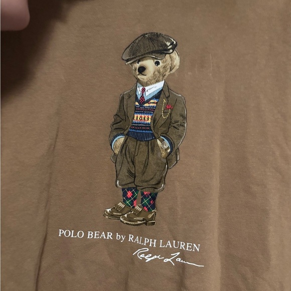 Polo Ralph Lauren Fleece Color Blocked Polo Bear Print Hoodie Size Large - Picture 7 of 12